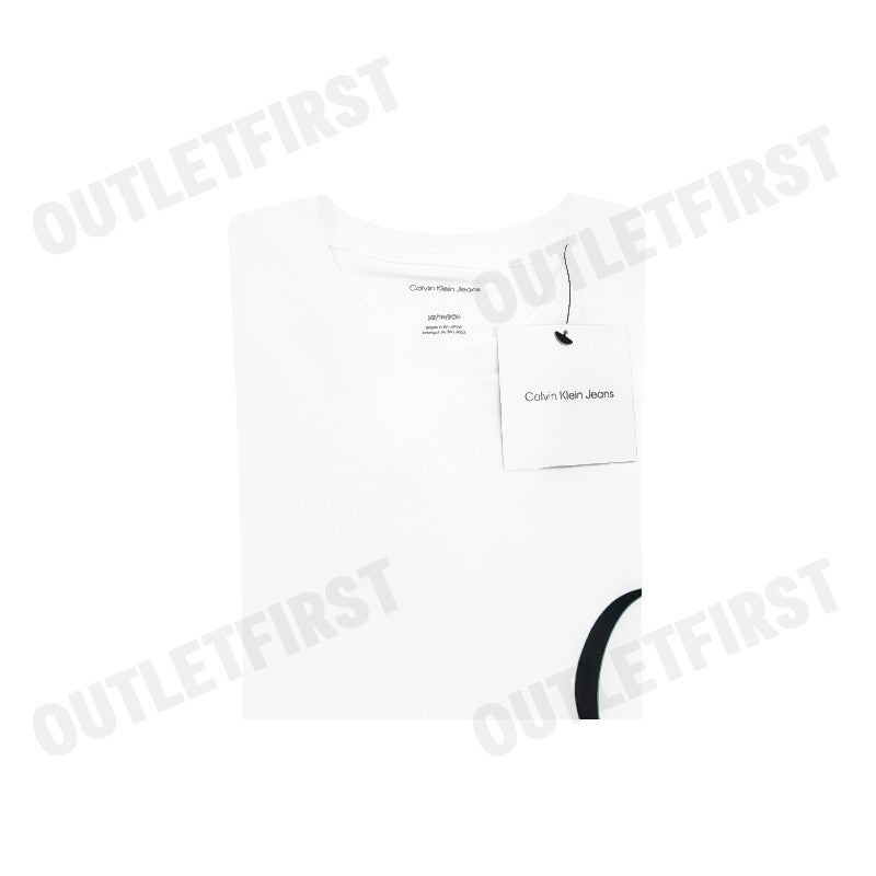 CALVIN KLEIN JEANS MONOGRAM LOGO MACRO SPORT GRAPHIC CLASSIC T-SHIRT COLOR WHITE CODE: 4RC837G YAA