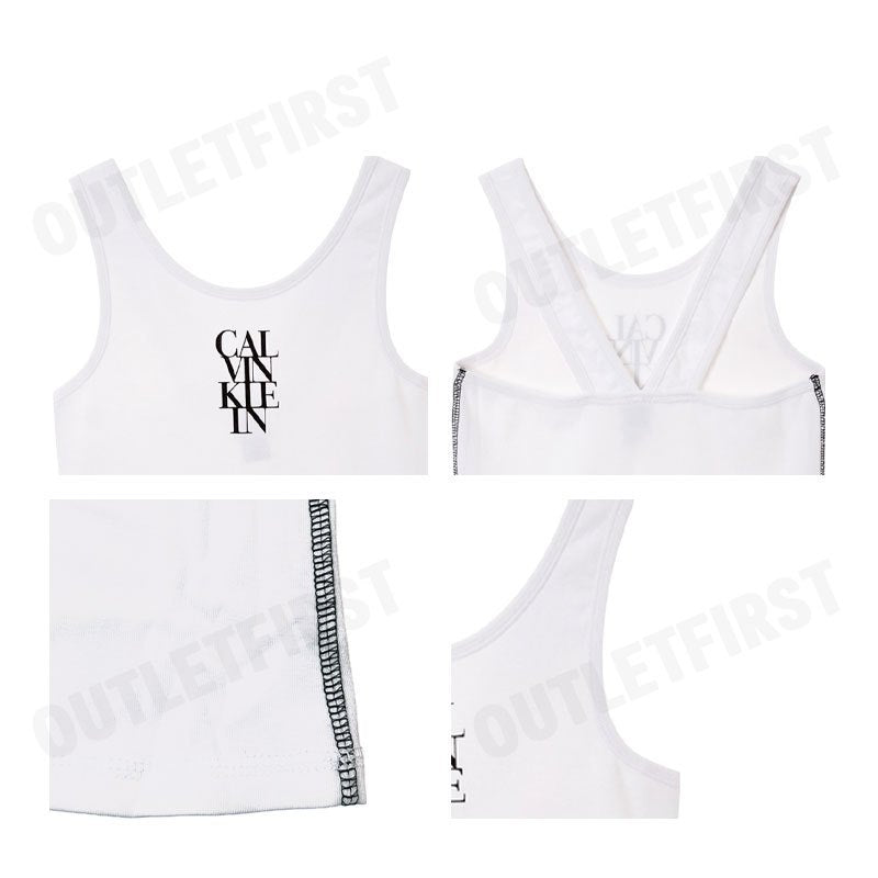 CALVIN KLEIN LOGO GRAPHIC RIB TANK TOP COLOR WHITE CODE: 44C219G YAA