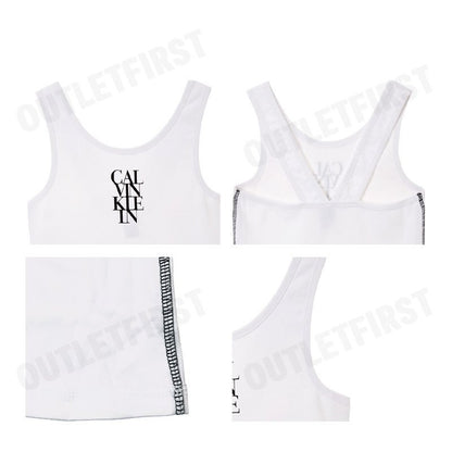 CALVIN KLEIN LOGO GRAPHIC RIB TANK TOP COLOR WHITE CODE: 44C219G YAA