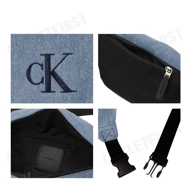CALVIN KLEIN รุ่น DENIM WAISTPACK CODE: 4G3149G VGO กระเป๋าคาดเอว กระเป๋าคาดอก กระเป๋าสีฟ้า