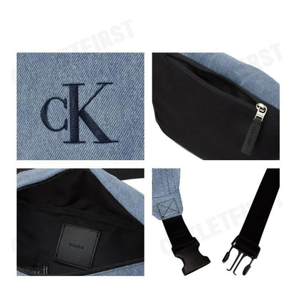 CALVIN KLEIN รุ่น DENIM WAISTPACK CODE: 4G3149G VGO กระเป๋าคาดเอว กระเป๋าคาดอก กระเป๋าสีฟ้า