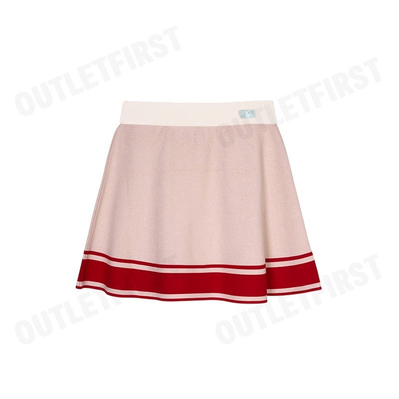 MLB รุ่น MINI PLEATED SKIRT VARSITY SPORTIVE CODE 3FSKV0344 50CRD กระโปรงสั้น กระโปรงผู้หญิง กระโปรงสีขาวครีม