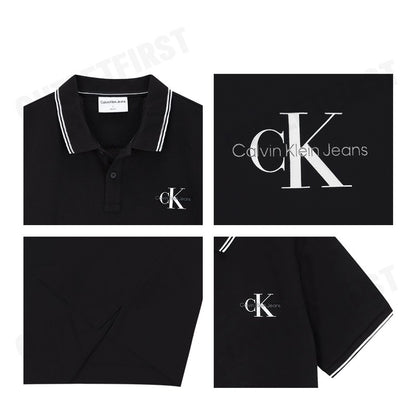 CALVIN KLEIN JEANS รุ่น MONOLOGO SLIM TIPPED POLO CODE: J324245 BEH เสื้อโปโล เสื้อโปโลแขนสั้น เสื้อโปโลผู้ชาย