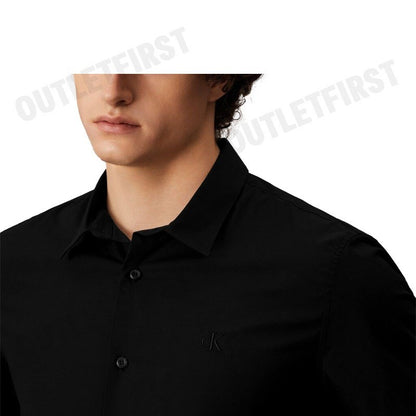 CALVIN KLEIN JEANS รุ่น BASIC MONOGRAM SLIM FIT SHIRT CODE: J326964 BEH เสื้อเชิ้ตแขนสั้น เสื้อผู้ชาย เสื้อสีดำ