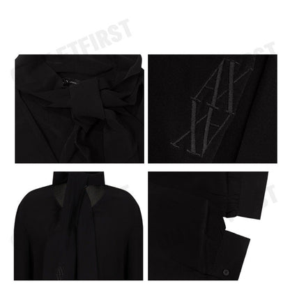 ARMANI EXCHANGE  รุ่น WOMEN'S CREPE DE CHINE SHIRT WITH BOW CODE: 6DYH04 YN6UZ 1200 เสื้อเบลาส์ผู้หญิง เสื้อสีดำ