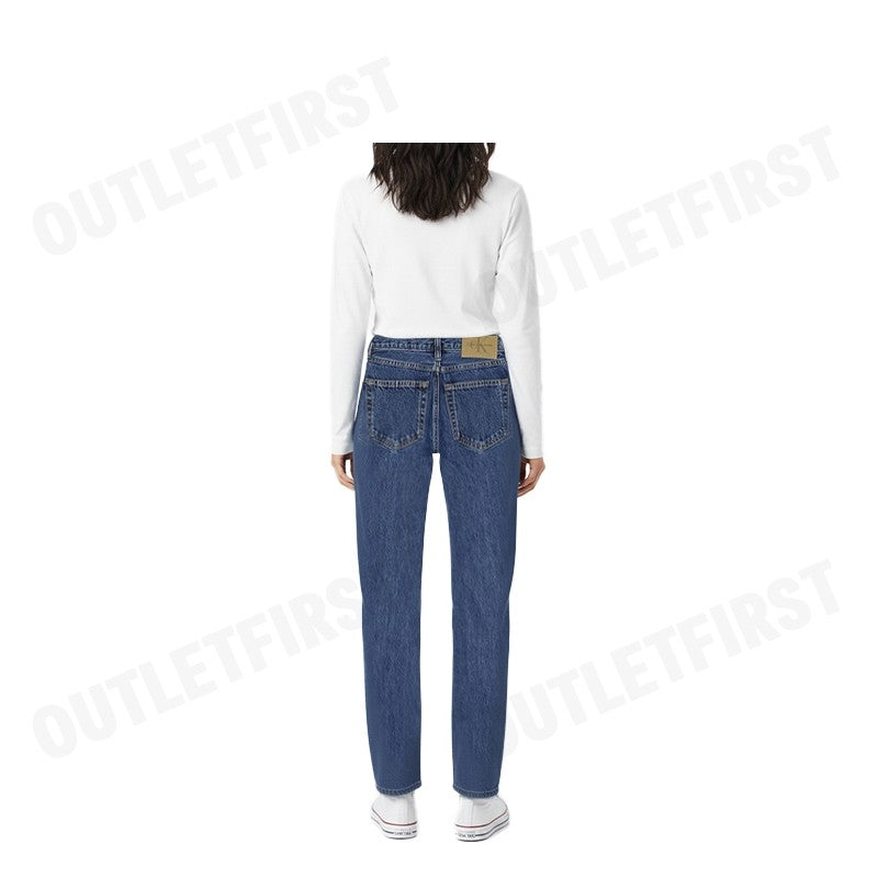 CALVIN KLEIN JEANS รุ่น WOMEN'S SIGNATURE 90S DARK BLUE DENIM CODE: 40WL795 E5D กางเกงยีนส์ผู้หญิง กางเกงCK กางเกงขายาว