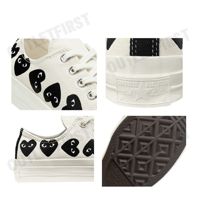 PLAY COMME DES GARÇONS X CONVERSE รุ่น CHUCK 70 MULTI HEART CODE: A08150C รองเท้าผ้าใบ รองเท้าผ้าใบยูนิเซ็กส์