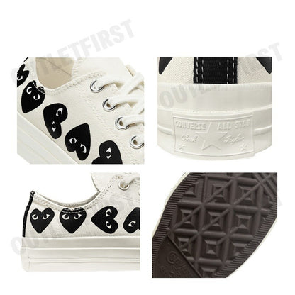 PLAY COMME DES GARÇONS X CONVERSE รุ่น CHUCK 70 MULTI HEART CODE: A08150C รองเท้าผ้าใบ รองเท้าผ้าใบยูนิเซ็กส์