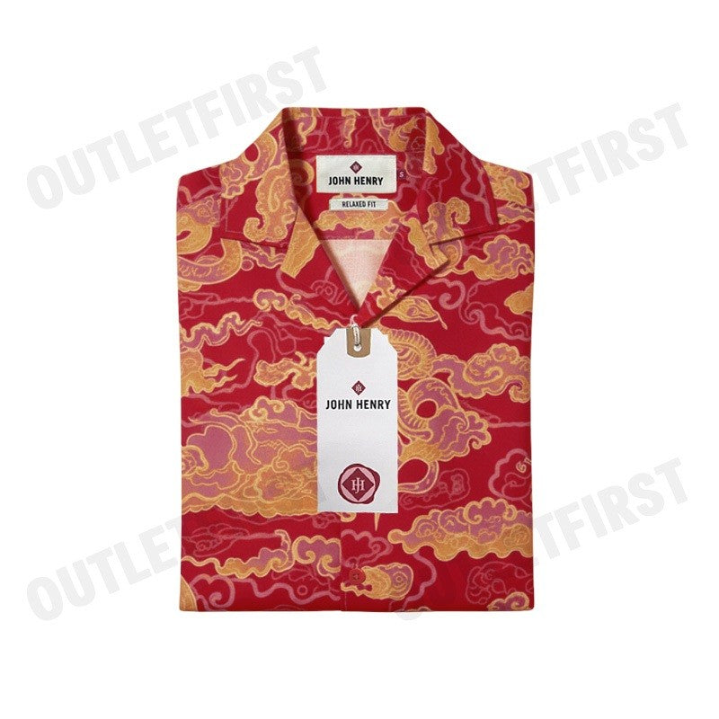 JOHN HENRY รุ่น MEN'S SHORT SLEEVES RELAXED FIT SHIRT (RED) CODE: JH S125MSSRL01 เสื้อเชิ้ต เสื้อแขนสั้น เสื้อผู้ชาย