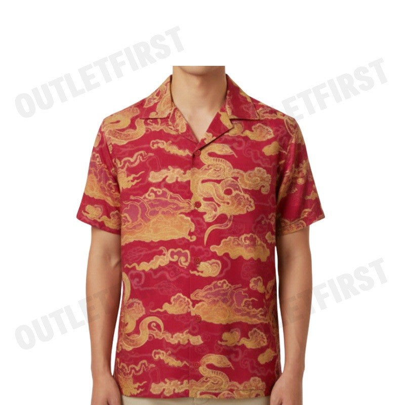 JOHN HENRY รุ่น MEN'S SHORT SLEEVES RELAXED FIT SHIRT (RED) CODE: JH S125MSSRL01 เสื้อเชิ้ต เสื้อแขนสั้น เสื้อผู้ชาย