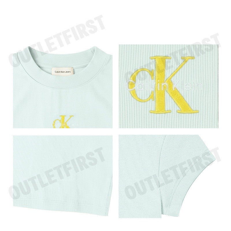 CALVIN KLEIN JEANS รุ่น MONOLOGO BABY TEE CODE: 47AB802 D1T เสื้อครอป เสื้อผู้หญิง เสื้อแขนสั้น