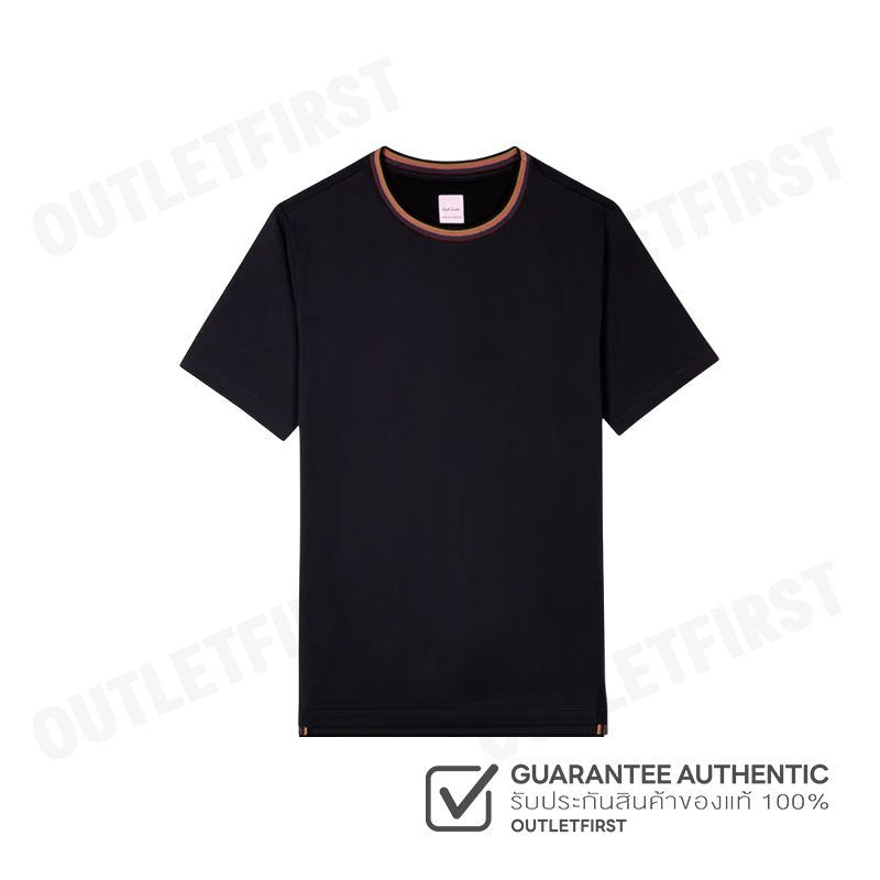 Paul Smith รุ่น 'Artist Stripe' Collar Cotton T-Shirt Code: M1R 697PS H00084 79 เสื้อยืดคอกลม เสื้อยืดผู้ชาย เสื้อสีดำ