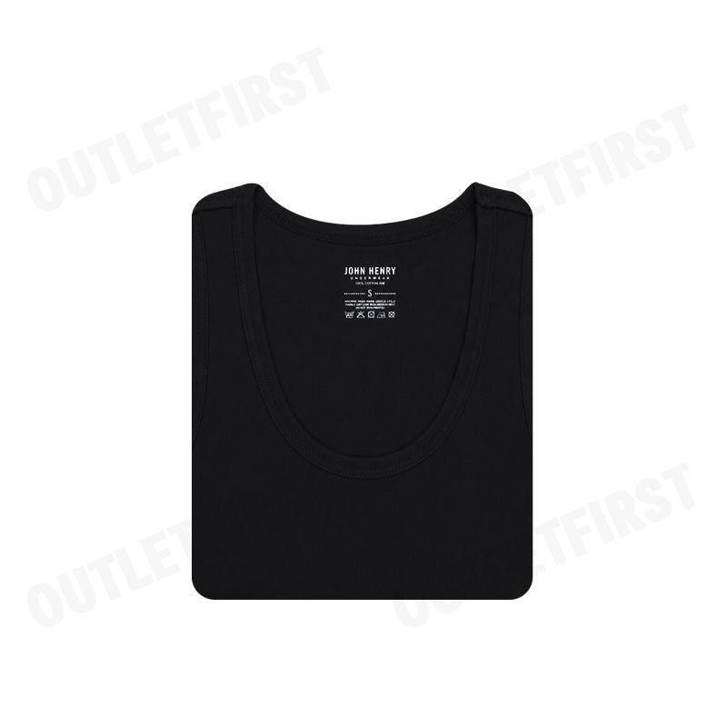 JOHN HENRY รุ่น COTTON RIB TANK TOP CODE: JU4B002 (BLACK) เสื้อกล้ามผู้ชาย เสื้อกล้ามสีดำ เสื้อกล้ามจอนเฮนรี่