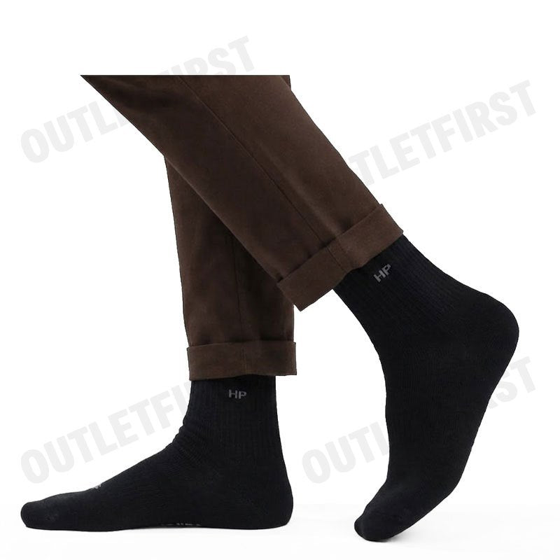 HUSH PUPPIES รุ่น MEN'S INNERWEAR SOCKS 3 PAIRS CODE: HU HXBB01 (BLACK) ถุงเท้า ถุงเท้าข้อยาว ถุงเท้าสีดำ