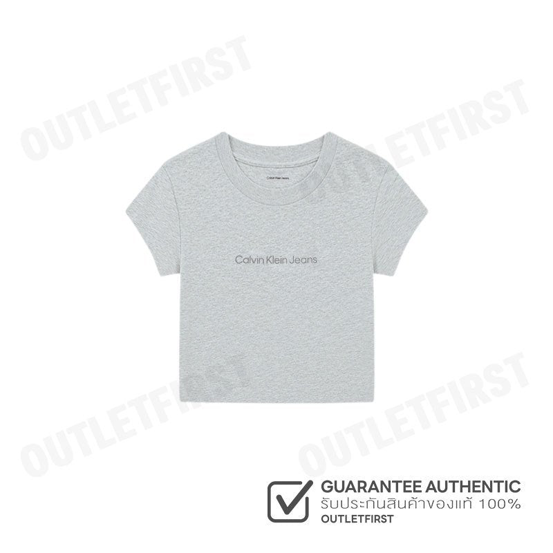 CALVIN KLEIN JEANS WOMEN'S LOGO BABY CROP SHORT SLEEVE T-SHIRT COLOR GREY CODE: 47AB817 P79