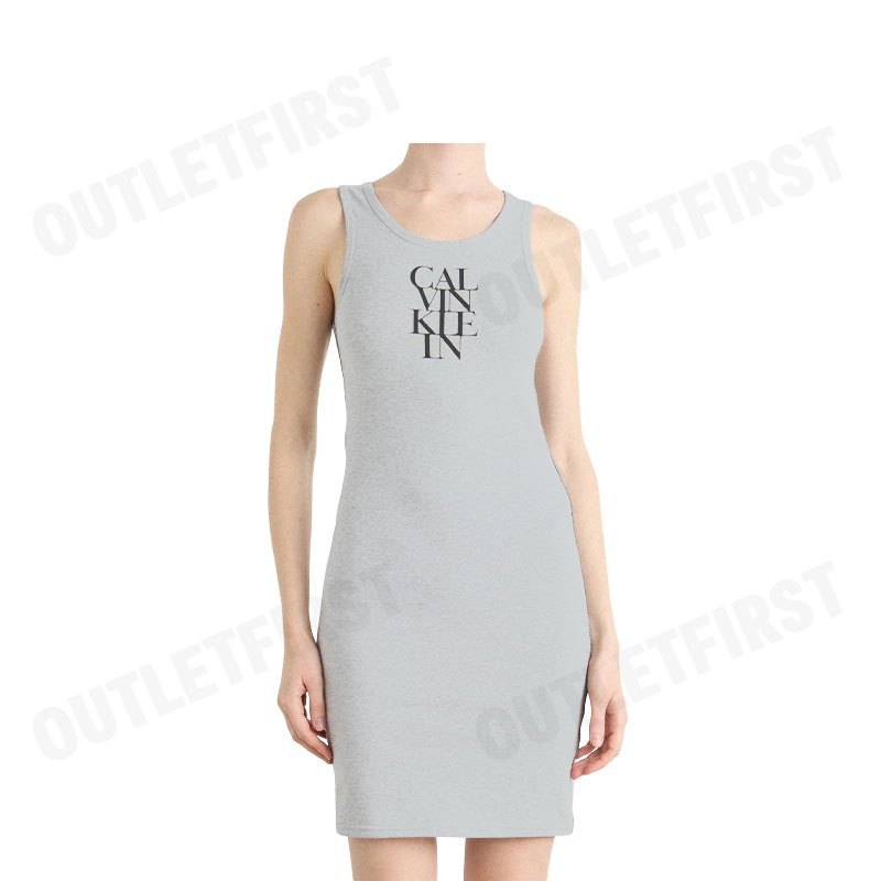 CALVIN KLEIN รุ่น LOGO GRAPHIC RIBBED TANK DRESS CODE: 44C203G P79 ชุดเดรส เดรสแขนกุด เดรสผู้หญิง