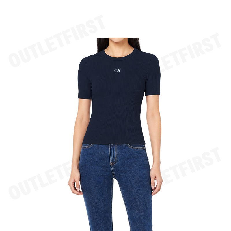 CALVIN KLEIN MODAL STRETCH MONOGRAM LOGO GRAPHIC SLIM T-SHIRT COLOR NAVY CODE: 44C901G CEF