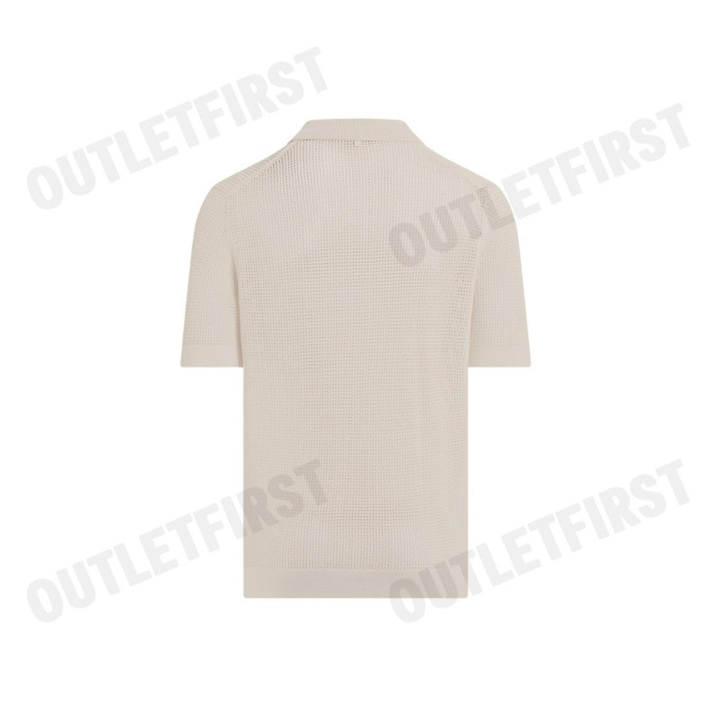 CALVIN KLEIN SWIMWEAR รุ่น OPEN KNIT BEACH POLO SHIRT CODE: KM00963 ACE เสื้อโปโลถัก เสื้อโปโลผู้ชาย เสื้อโปโลแขนสั้น