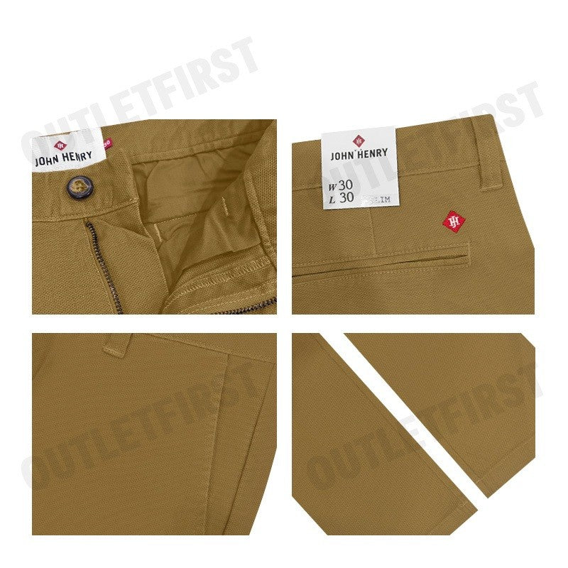 JOHN HENRY รุ่น MEN'S SLIM FIT PANTS (KHAKI) CODE: JH F124MPTSM01 กางเกงขายาว กางเกงผู้ชาย กางเกงทำงาน