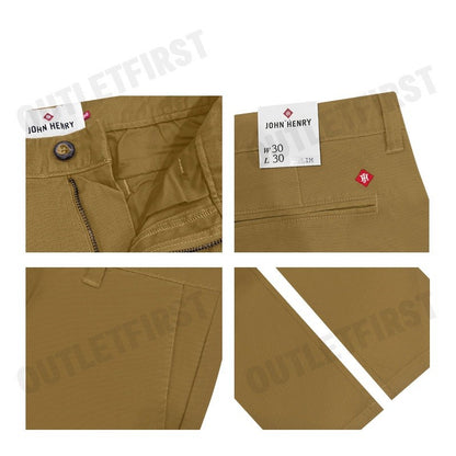 JOHN HENRY รุ่น MEN'S SLIM FIT PANTS (KHAKI) CODE: JH F124MPTSM01 กางเกงขายาว กางเกงผู้ชาย กางเกงทำงาน