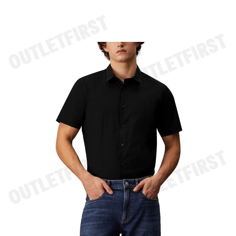 CALVIN KLEIN JEANS รุ่น BASIC MONOGRAM SLIM FIT SHIRT CODE: J326964 BEH เสื้อเชิ้ตแขนสั้น เสื้อผู้ชาย เสื้อสีดำ