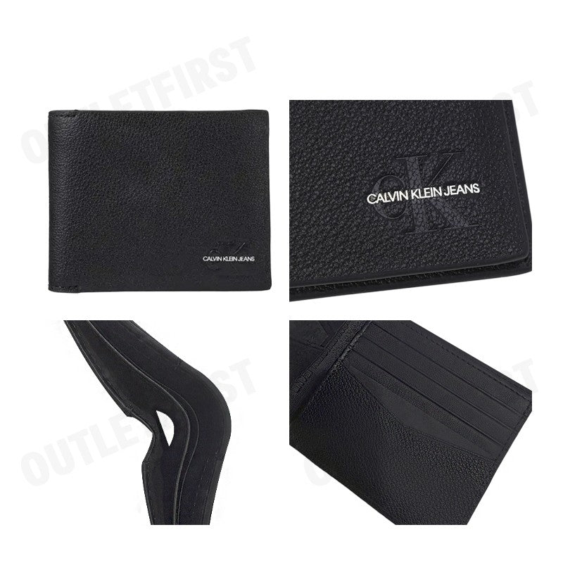CALVIN KLEIN JEANS รุ่น MEN'S LIMEGRAIN LEATHER FOLDING WALLET WITH MULTIPLE CARD CODE: HP1631 001 กระเป๋าสตางค์ผู้ชาย