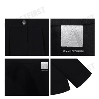 ARMANI EXCHANGE รุ่น WOMEN'S ASV A LINE COLLECTION 3/4 PLEATED TROUSERS CODE: 6DYP40 YN8JZ 1200 กางเกงขาสั้นผู้หญิง สีดำ