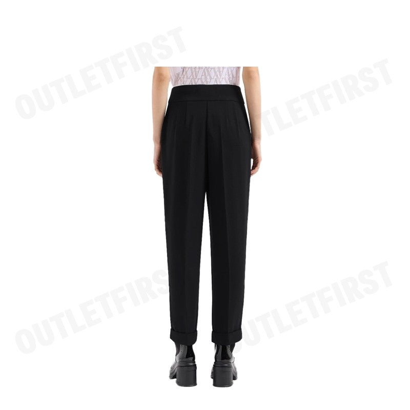 ARMANI EXCHANGE รุ่น ASV FABRIC TROUSERS WITH PLEATS AND TURN-UPS CODE: 6DYP10 YN9JZ 1200 กางเกงขายาว กางเกงผู้หญิง สีดำ