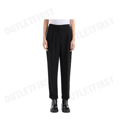 ARMANI EXCHANGE รุ่น ASV FABRIC TROUSERS WITH PLEATS AND TURN-UPS CODE: 6DYP10 YN9JZ 1200 กางเกงขายาว กางเกงผู้หญิง สีดำ