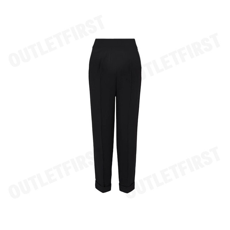 ARMANI EXCHANGE รุ่น ASV FABRIC TROUSERS WITH PLEATS AND TURN-UPS CODE: 6DYP10 YN9JZ 1200 กางเกงขายาว กางเกงผู้หญิง สีดำ