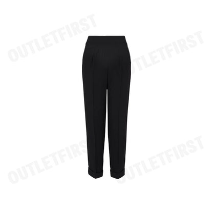 ARMANI EXCHANGE รุ่น ASV FABRIC TROUSERS WITH PLEATS AND TURN-UPS CODE: 6DYP10 YN9JZ 1200 กางเกงขายาว กางเกงผู้หญิง สีดำ
