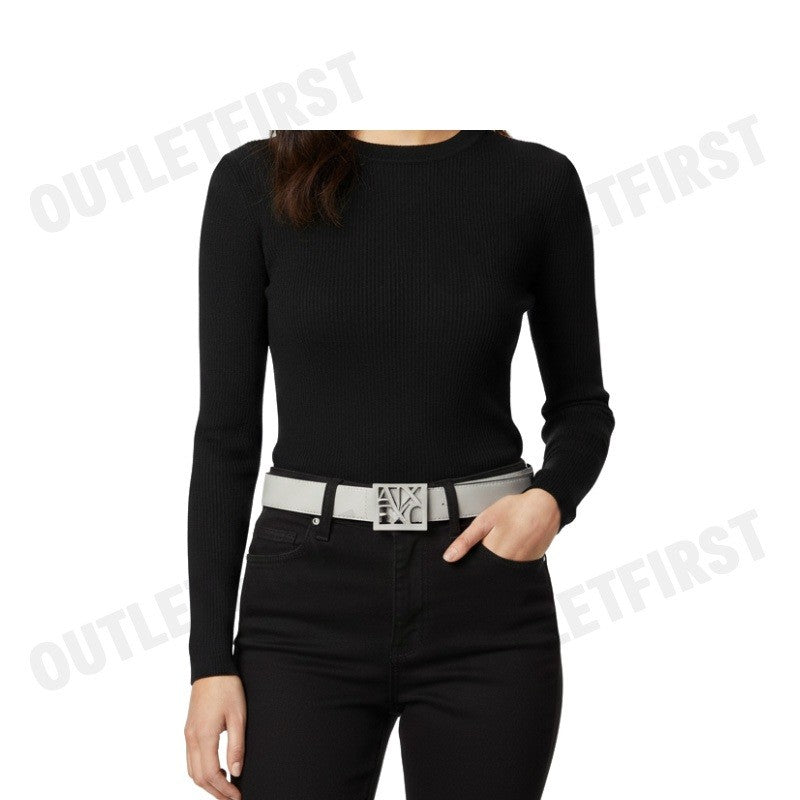 ARMANI EXCHANGE รุ่น WOMEN'S BELT WITH SQUARE WITH LOGO CODE: 941130 0A874 14349 เข็มขัดผู้หญิง สีเบจ เทา เข็มขัดArmani