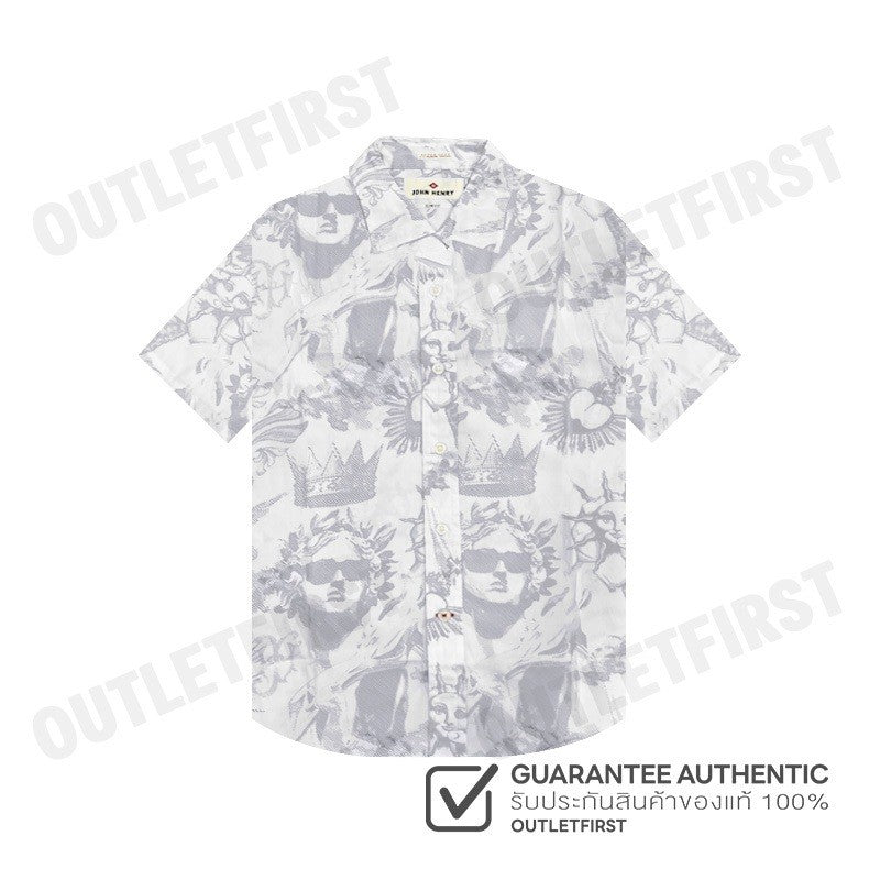 JOHN HENRY รุ่น MEN'S SHORT SLEEVES SLIM FIT SHIRT (WHITE) CODE: JH F424MSSSM32 เสื้อเชิ้ตแขนสั้น เสื้อเชิ้ตผู้ชาย