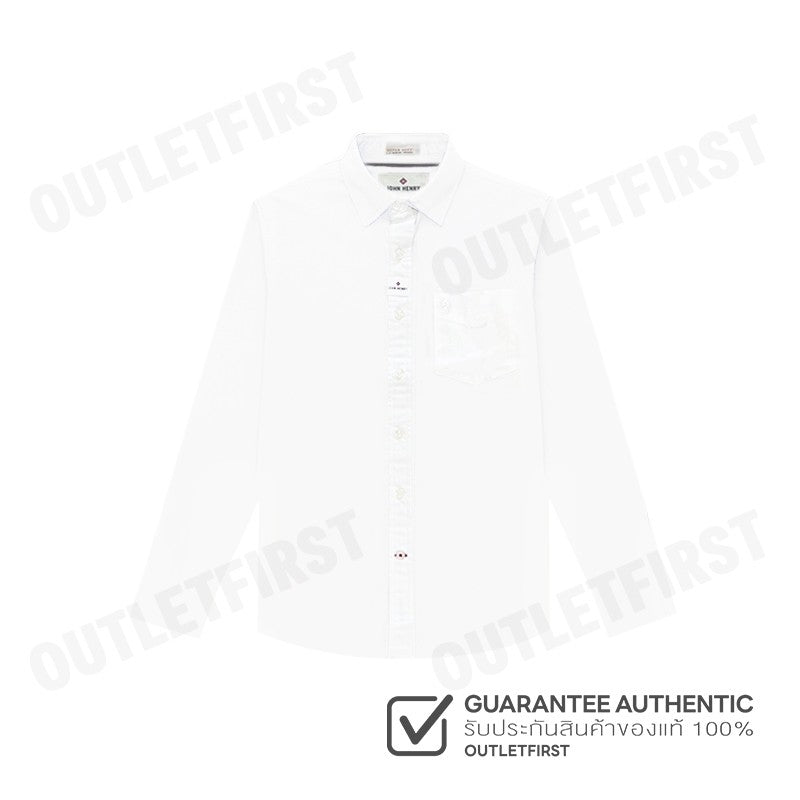 JOHN HENRY รุ่น MEN'S LONG SLEEVES SLIM FIT SHIRT (WHITE) CODE: JH F624MSLSM52 เสื้อเชิ้ตแขนยาวผู้ชาย เสื้อสีขาว สลิมฟิต