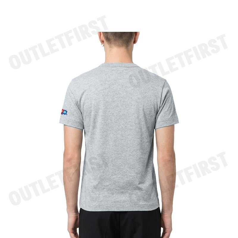 PLAY COMME DES GARÇONS รุ่น MEN T-SHIRT CODE: AZ-T328 (GREY) เสื้อยืดคอกลมผู้ชาย เสื้อหัวใจแดงเอเลี่ยน เสื้อแขนสั้น