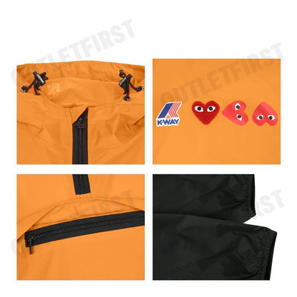 PLAY COMME DES GARÇONS X K-WAY รุ่น MEN HALF ZIP JACKET CODE: AZ J506 051 1 2 (ORANGE/BLACK) เสื้อแจ็คเก็ตผู้ชาย