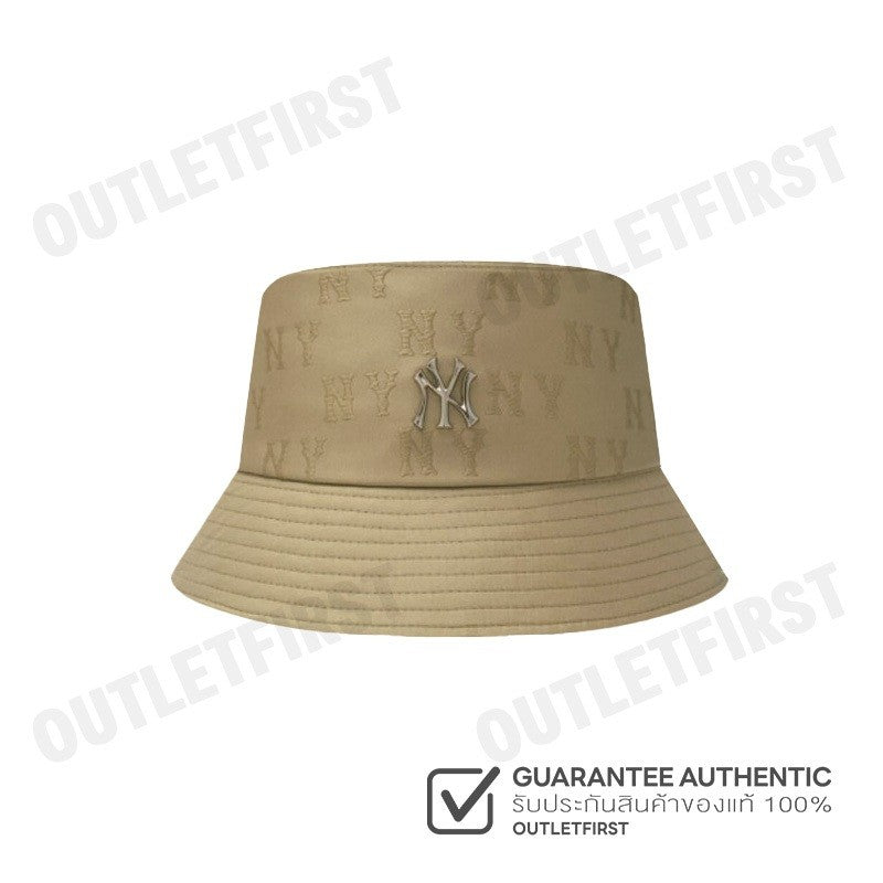 MLB รุ่น JACQUARD EMBO MONOGRAM BUCKET HAT CODE: 3AHTM014N 50BGS หมวกบักเก็ต หมวกสีเบจ หมวกเอ็มแอลบี