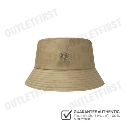 MLB รุ่น JACQUARD EMBO MONOGRAM BUCKET HAT CODE: 3AHTM014N 50BGS หมวกบักเก็ต หมวกสีเบจ หมวกเอ็มแอลบี
