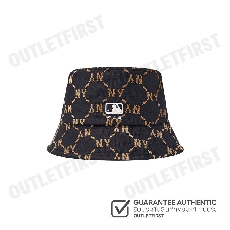 MLB รุ่น JACQUARD DIA MONOGRAM BUCKET HAT CODE: 3AHTM024N 50BKS หมวกบักเก็ต หมวกสีดำ หมวกNY
