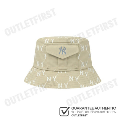 MLB รุ่น DIA MONOGRAM SPORTIVE SAFARI HAT CODE: 3AHTM015N 50BGD หมวกบักเก็ต หมวกสีเบจ หมวกเอ็มแอลบี
