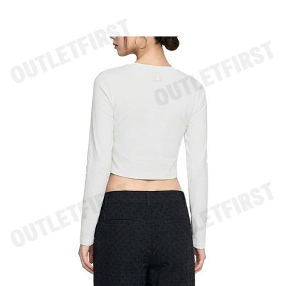 MLB รุ่น WOMEN'S BASIC SLIM FIT CROPPED LONG SLEEVE T-SHIRT CODE: 3FTSB0151 50IVS เสื้อครอปแขนยาวผู้หญิง เสื้อสีขาว