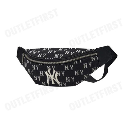 MLB รุ่น JACQUARD MONOGRAM NEW YORK YANKEES BELT BAG CODE: 3AHSM014N 50BKS กระเป๋าคาดเอว กระเป๋าคาดอก กระเป๋าสีดำ