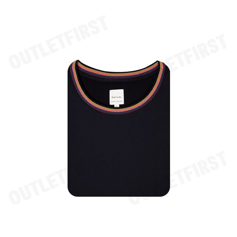 Paul Smith รุ่น 'Artist Stripe' Collar Cotton T-Shirt Code: M1R 697PS H00084 79 เสื้อยืดคอกลม เสื้อยืดผู้ชาย เสื้อสีดำ