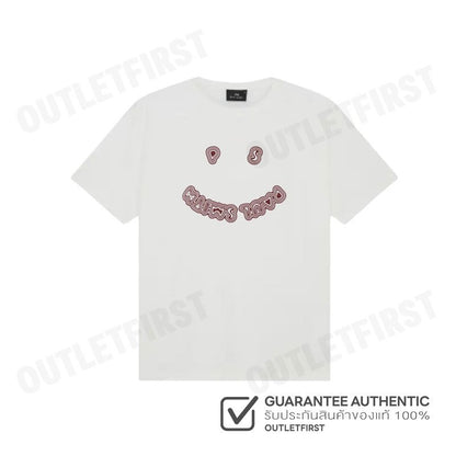 PS PAUL SMITH รุ่น MEN'S PS HAPPY T-SHIRT OFF-WHITE CODE: M2R 204Z PP5078 02 เสื้อยืดคอกลม เสื้อยืดผู้ชาย เสื้อยืดสีขาว