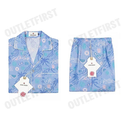 JOHN HENRY รุ่น MEN'S SHORT-SLEEVED PAJAMA SET CODE: JU JU6052SL เซ็ทชุดนอน ชุดนอนผู้ชาย ชุดนอนสีฟ้า