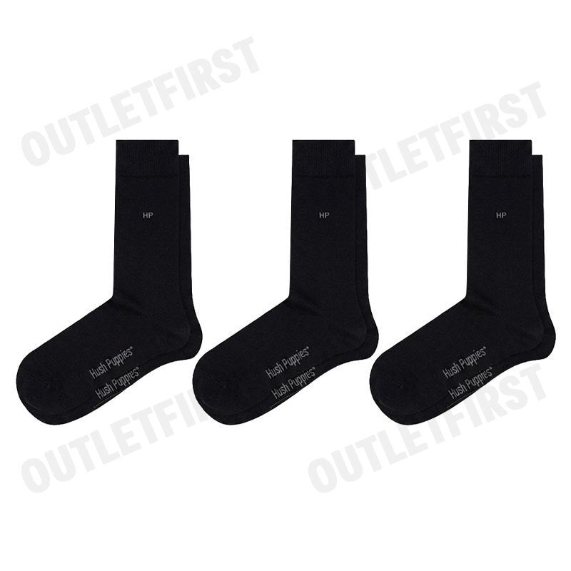 HUSH PUPPIES รุ่น MEN'S INNERWEAR SOCKS 3 PAIRS CODE: HU HXBB01 (BLACK) ถุงเท้า ถุงเท้าข้อยาว ถุงเท้าสีดำ