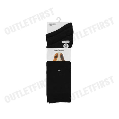 HUSH PUPPIES รุ่น MEN'S INNERWEAR SOCKS 3 PAIRS CODE: HU HXBB01 (BLACK) ถุงเท้า ถุงเท้าข้อยาว ถุงเท้าสีดำ