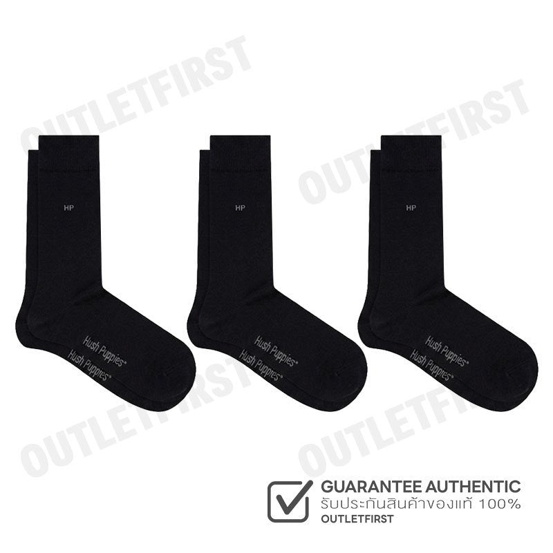 HUSH PUPPIES รุ่น MEN'S INNERWEAR SOCKS 3 PAIRS CODE: HU HXBB01 (BLACK) ถุงเท้า ถุงเท้าข้อยาว ถุงเท้าสีดำ