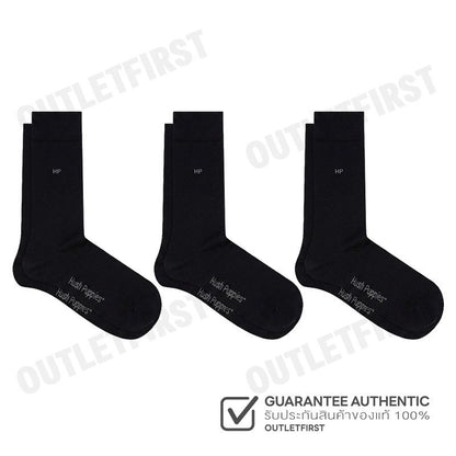 HUSH PUPPIES รุ่น MEN'S INNERWEAR SOCKS 3 PAIRS CODE: HU HXBB01 (BLACK) ถุงเท้า ถุงเท้าข้อยาว ถุงเท้าสีดำ