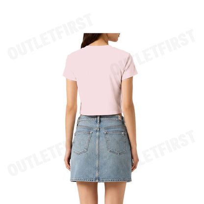 CALVIN KLEIN JEANS รุ่น WOMEN'S LOGO BABY CROP SHORT SLEEVE T-SHIRT CODE: 47AB817 V17 เสื้อครอป เสื้อแขนสั้น ผู้หญิง